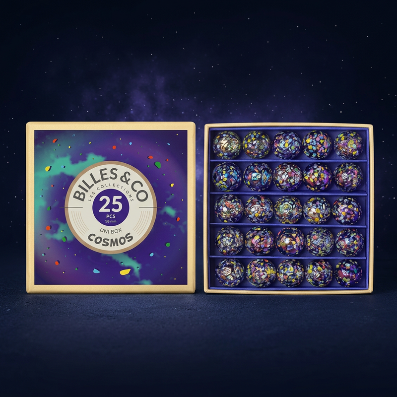 Kosmos-kuler – 25 glasskuler med kosmisk bakgrunn